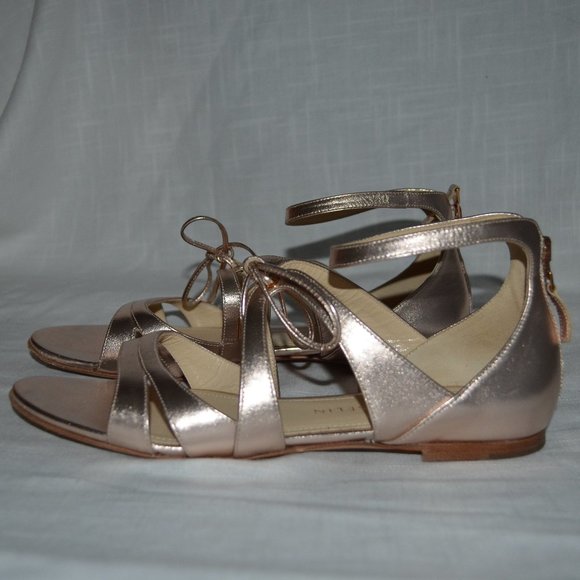 $428 Sz 38 7.5 Chloe Gosselin Rose Gold Leather Cardinalis Ankle Strap S… - Picture 1 of 7